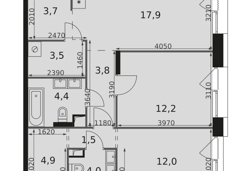 Appartement 2 chambres 68 m² Rostokino District, Fédération de Russie