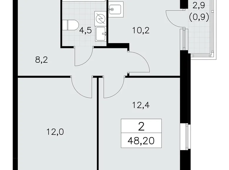 Appartement 2 chambres 48 m² poselenie Sosenskoe, Fédération de Russie