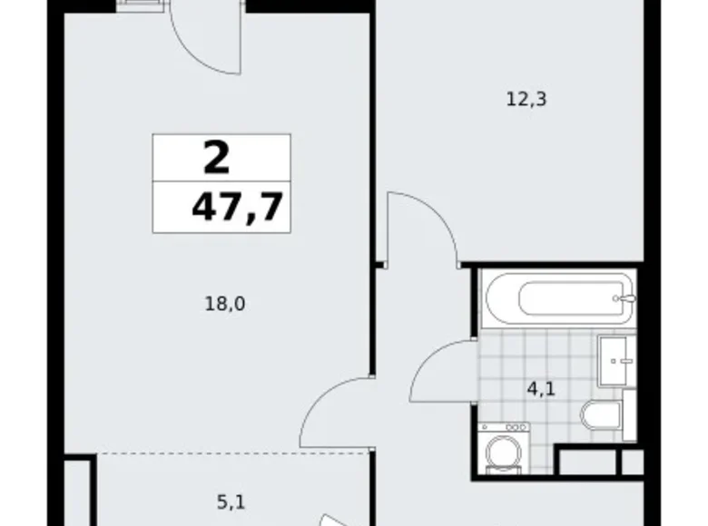 Квартира 2 комнаты 48 м² поселение Сосенское, Россия