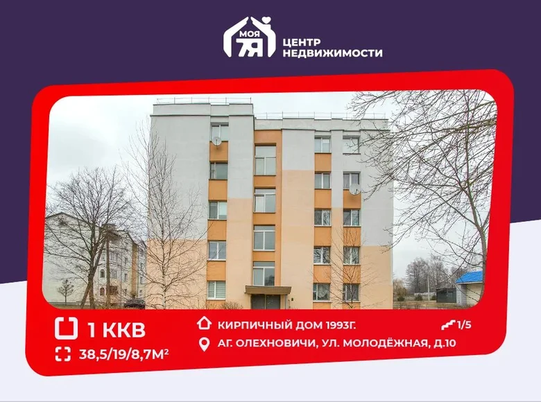 1 room apartment 39 m² Aliachnovicy, Belarus