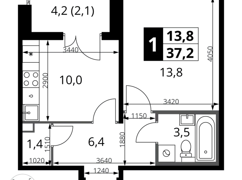 Appartement 1 chambre 37 m² Khimki, Fédération de Russie