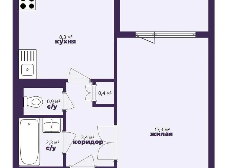 Квартира 1 комната 35 м² Минск, Беларусь