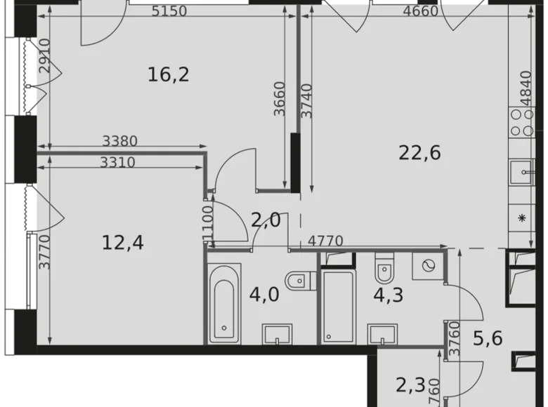 Квартира 2 комнаты 71 м² район Ростокино, Россия