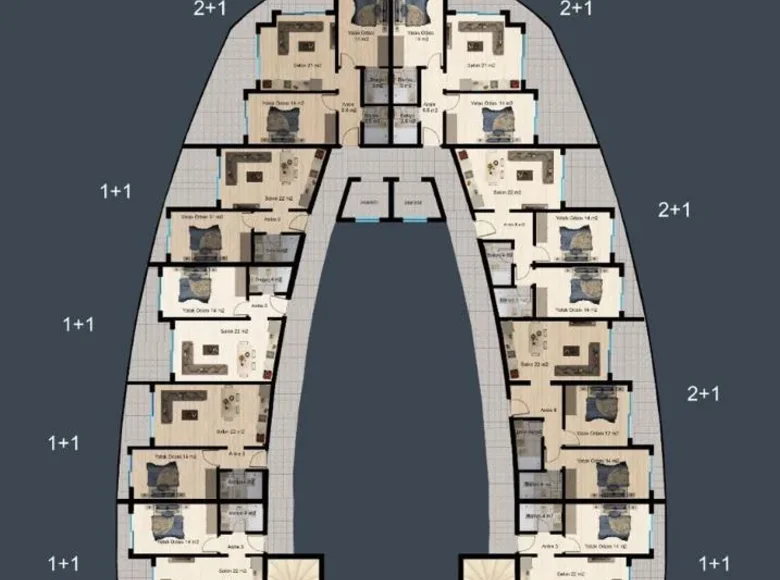 Wohnung 2 Zimmer 50 m² Avsallar, Türkei