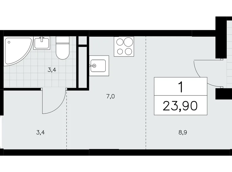 Apartamento 1 habitación 24 m² Moscú, Rusia