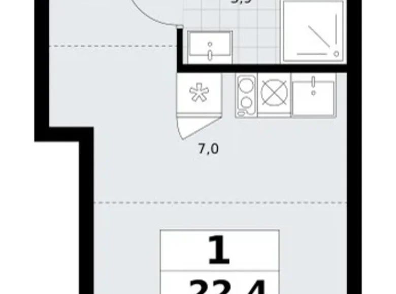 Apartamento 1 habitación 22 m² Postnikovo, Rusia