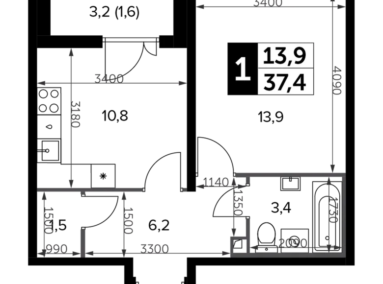 Mieszkanie 1 pokój 38 m² Leninsky District, Rosja