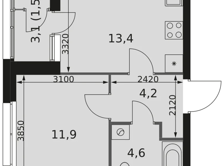 Appartement 1 chambre 36 m² Moscou, Russie