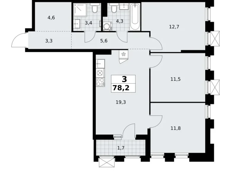Wohnung 3 zimmer 78 m² Troizk, Russland