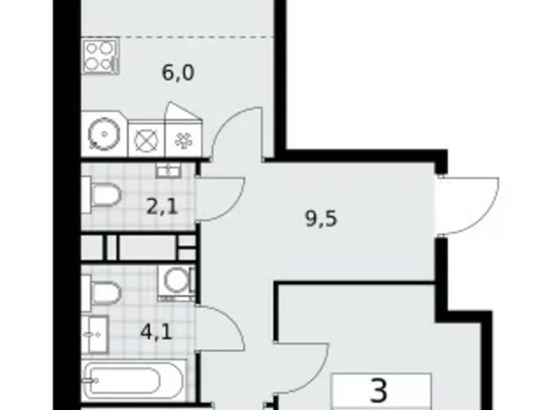 Wohnung 3 Zimmer 59 m² Moskau, Russland