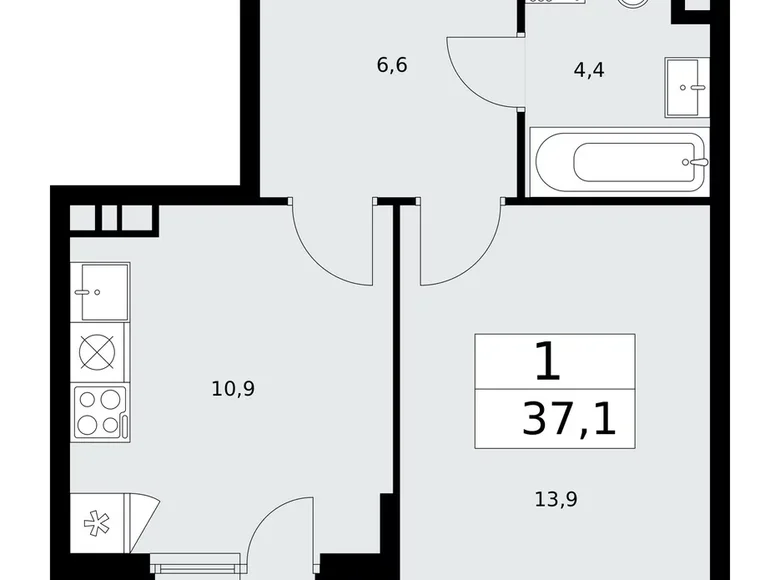 Apartamento 1 habitación 37 m² poselenie Sosenskoe, Rusia