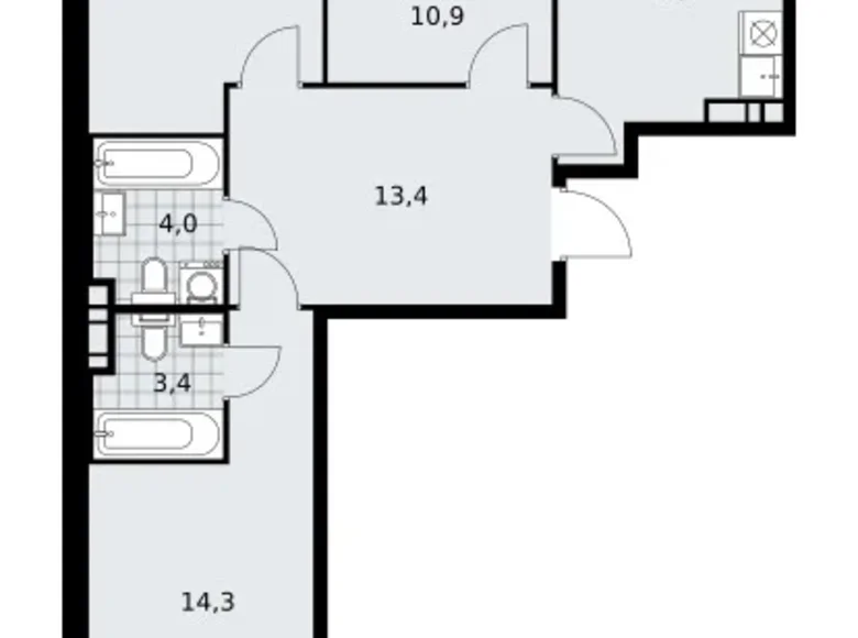 Appartement 3 chambres 73 m² poselenie Sosenskoe, Fédération de Russie