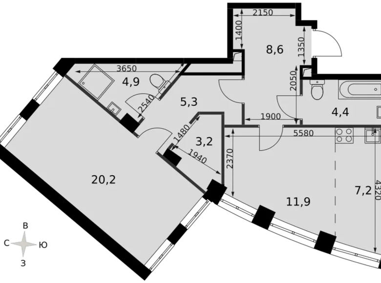 Appartement 1 chambre 66 m² North-Western Administrative Okrug, Fédération de Russie