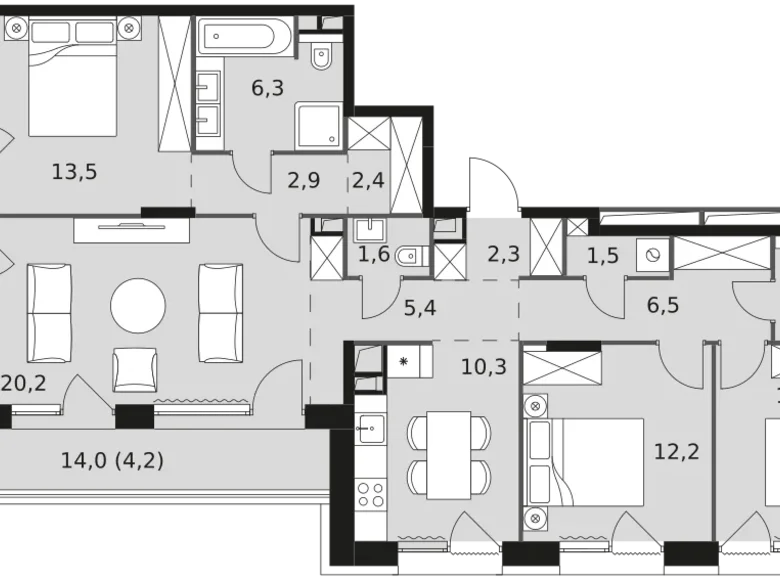 Wohnung 4 zimmer 104 m² Rostokino District, Russland