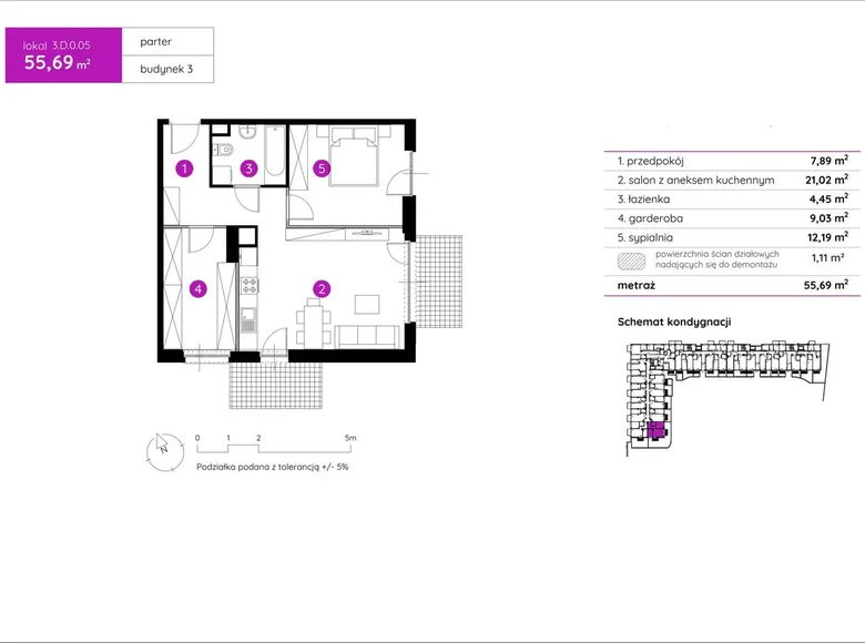 Apartamento 2 habitaciones 56 m² Poznan, Polonia