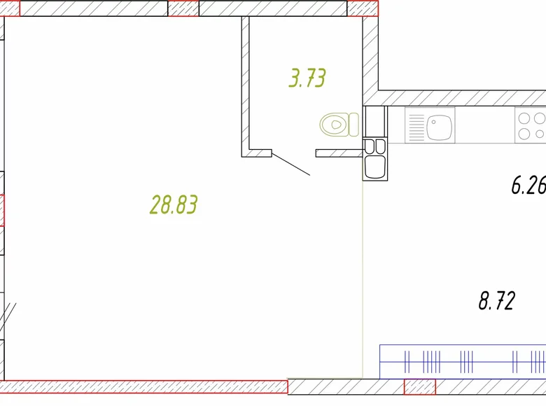 Mieszkanie 1 pokój 51 m² Sack, Białoruś