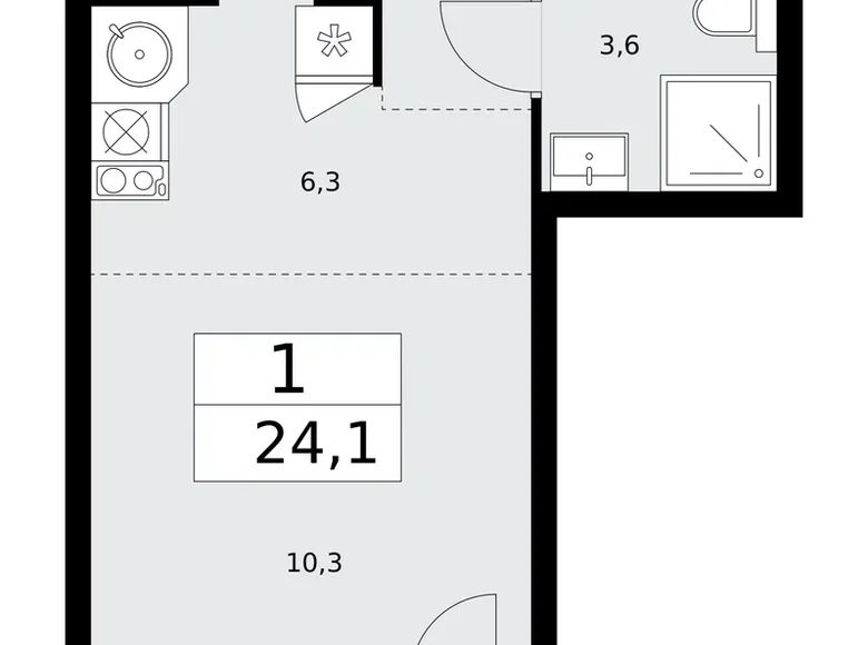 Apartamento 1 habitación 24 m² poselenie Sosenskoe, Rusia