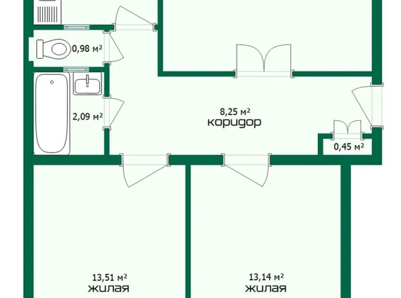 Mieszkanie 3 pokoi 62 m² Baranowicze, Białoruś