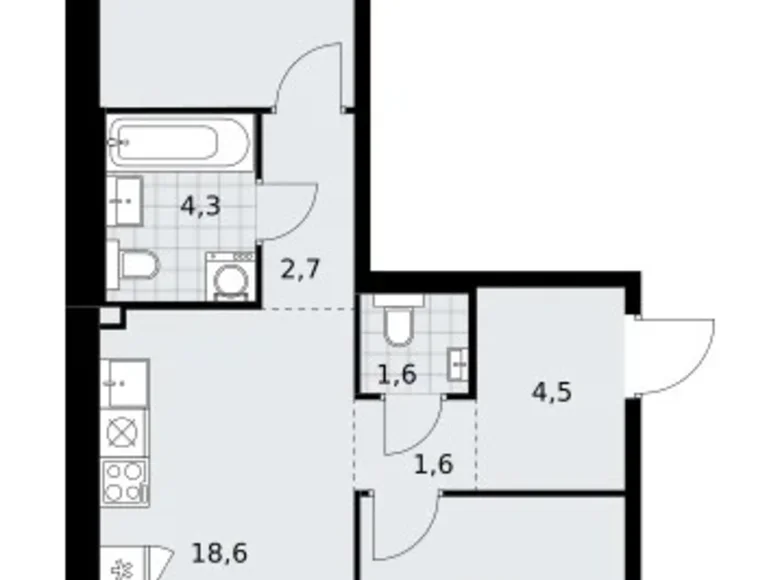 Appartement 2 chambres 58 m² Troïtsk, Russie