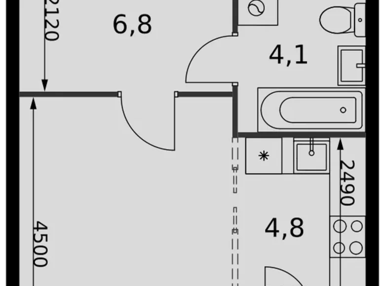 Студия 1 комната 31 м² Развилка, Россия