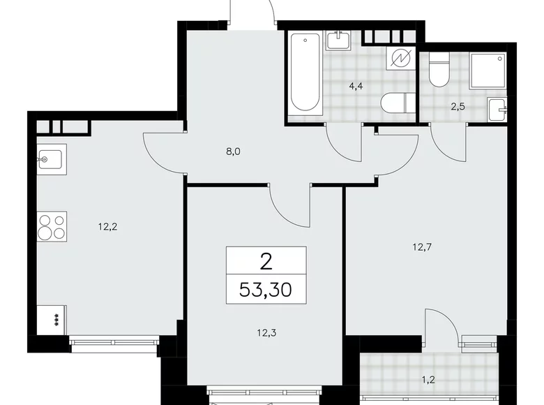Apartamento 2 habitaciones 53 m² Moscú, Rusia