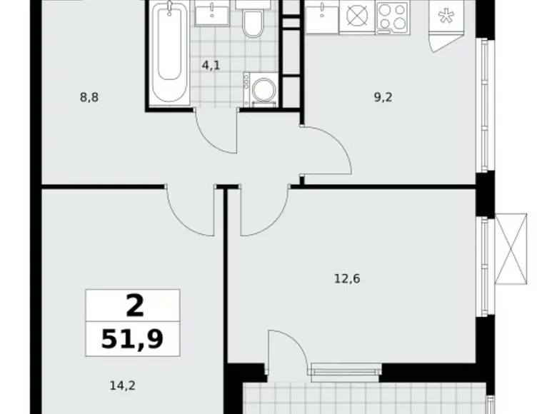 Wohnung 2 Zimmer 52 m² Moskau, Russland