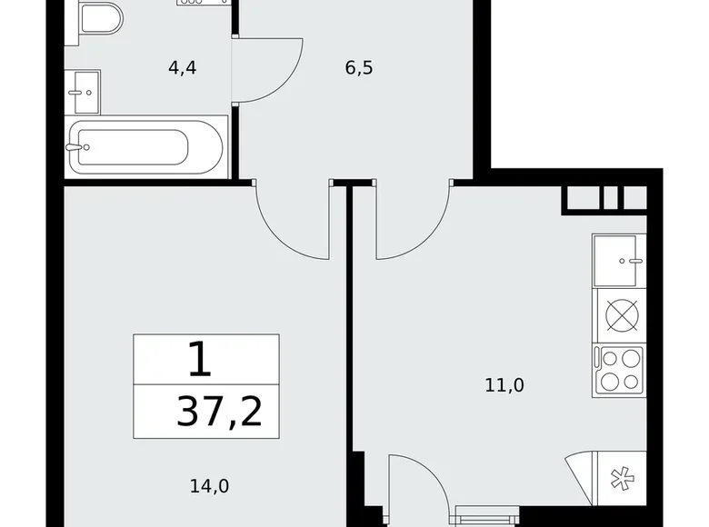 Appartement 1 chambre 37 m² poselenie Sosenskoe, Fédération de Russie