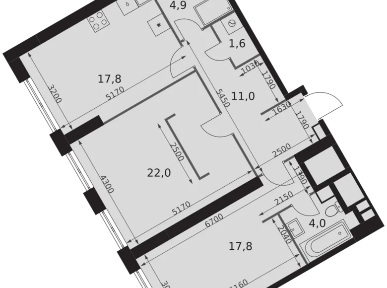 Квартира 3 комнаты 79 м² район Коньково, Россия