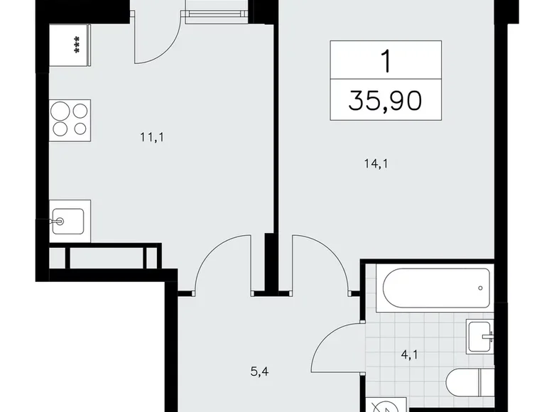 1 room apartment 36 m² poselenie Sosenskoe, Russia