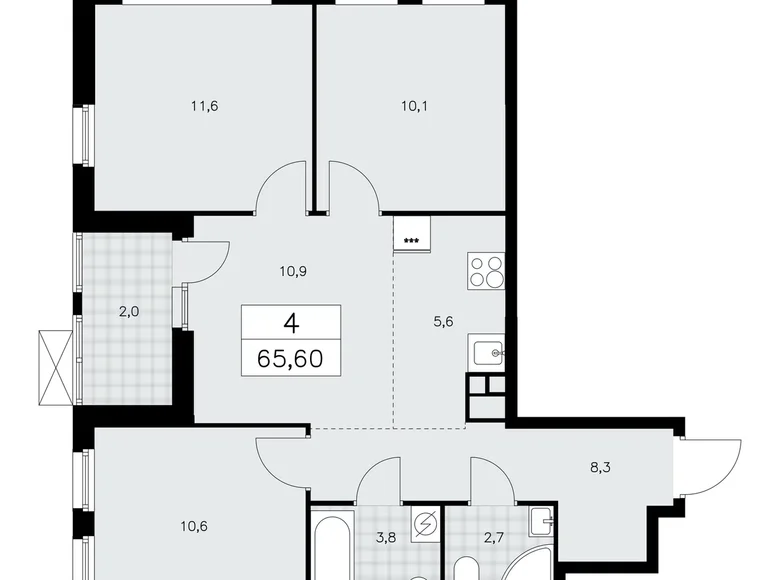 Appartement 4 chambres 66 m² poselenie Sosenskoe, Fédération de Russie