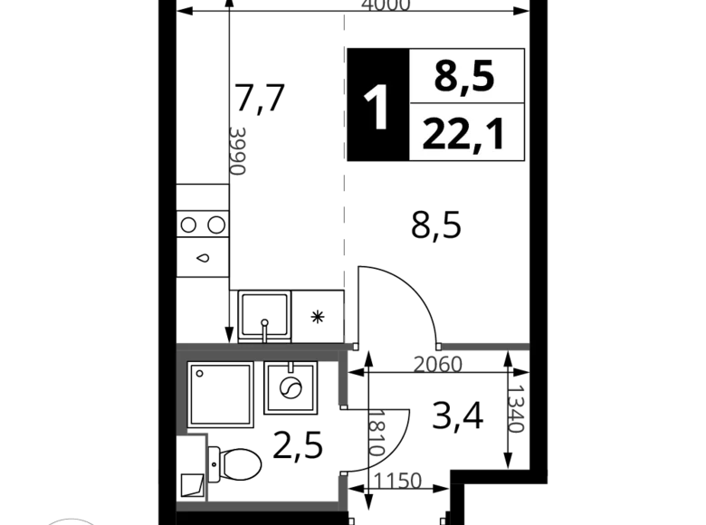 Kawalerka 1 pokój 22 m² Chimki, Rosja