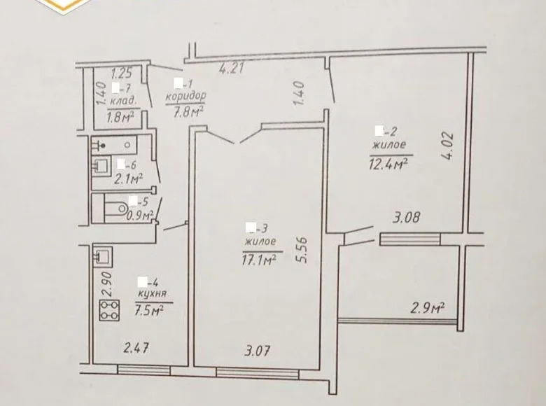 Квартира 2 комнаты 50 м² Брест, Беларусь