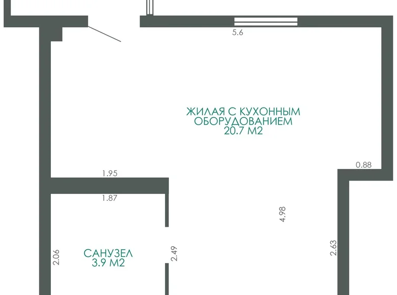 1 room apartment 26 m² Viazań, Belarus