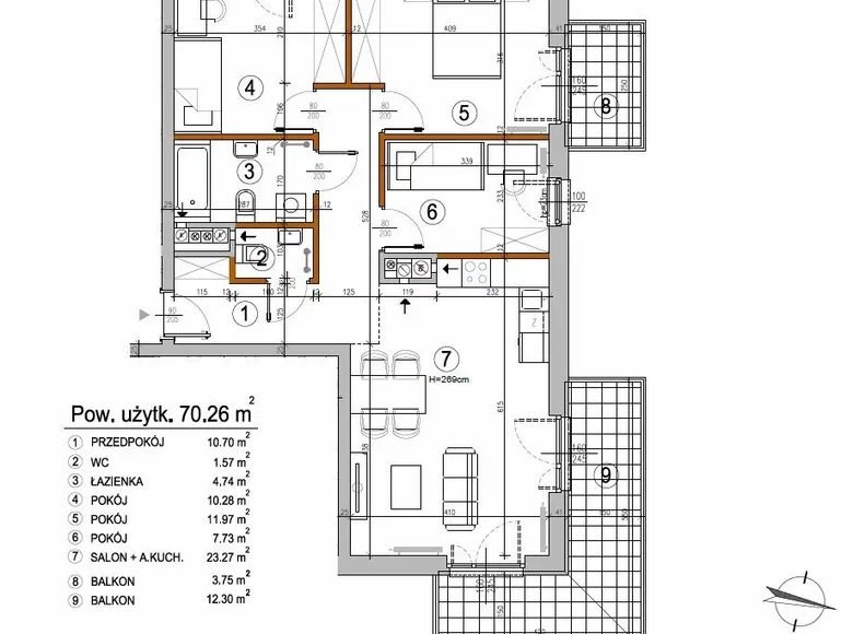 Appartement 4 chambres 70 m² en Varsovie, Pologne