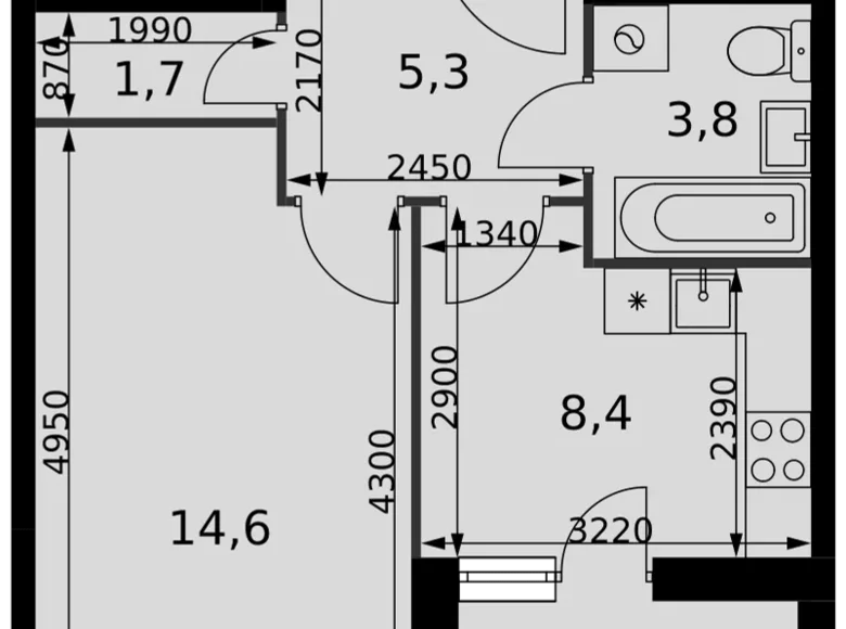 Квартира 1 комната 36 м² Развилка, Россия