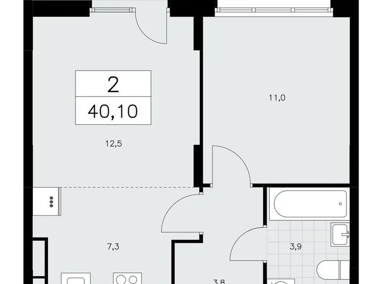 2 room apartment 40 m² poselenie Sosenskoe, Russia