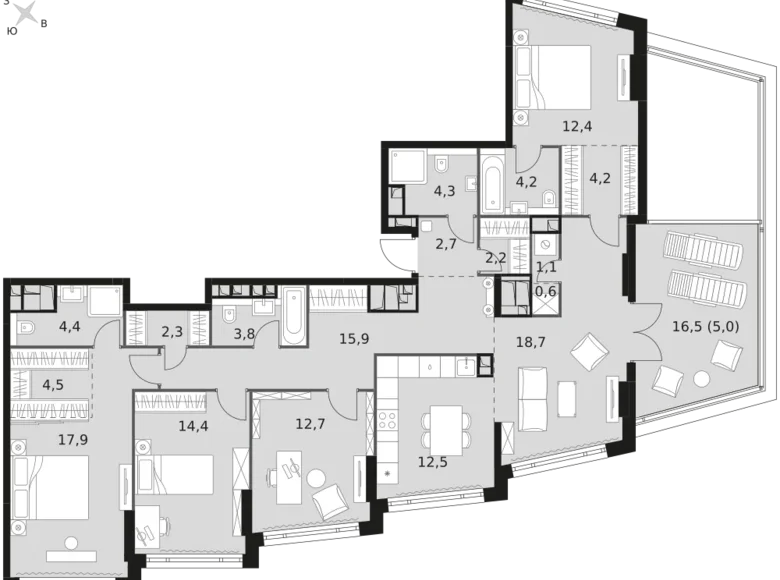 Apartamento 5 habitaciones 144 m² Moscú, Rusia