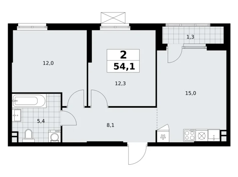 Mieszkanie 2 pokoi 54 m² South-Western Administrative Okrug, Rosja