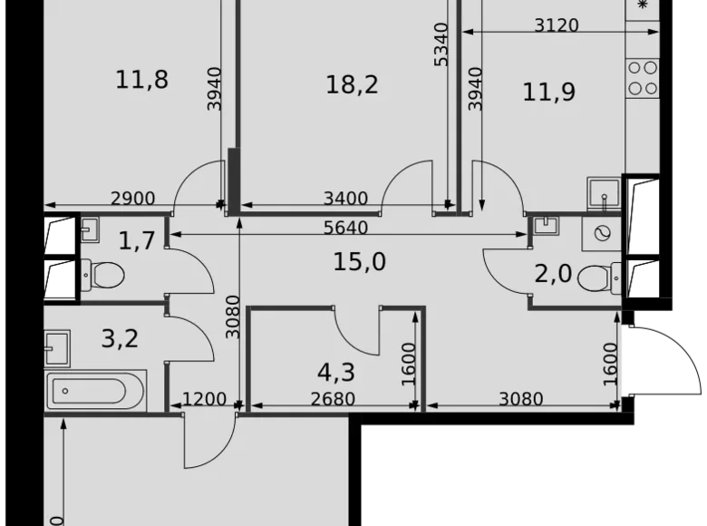 3 room apartment 88 m² Razvilka, Russia