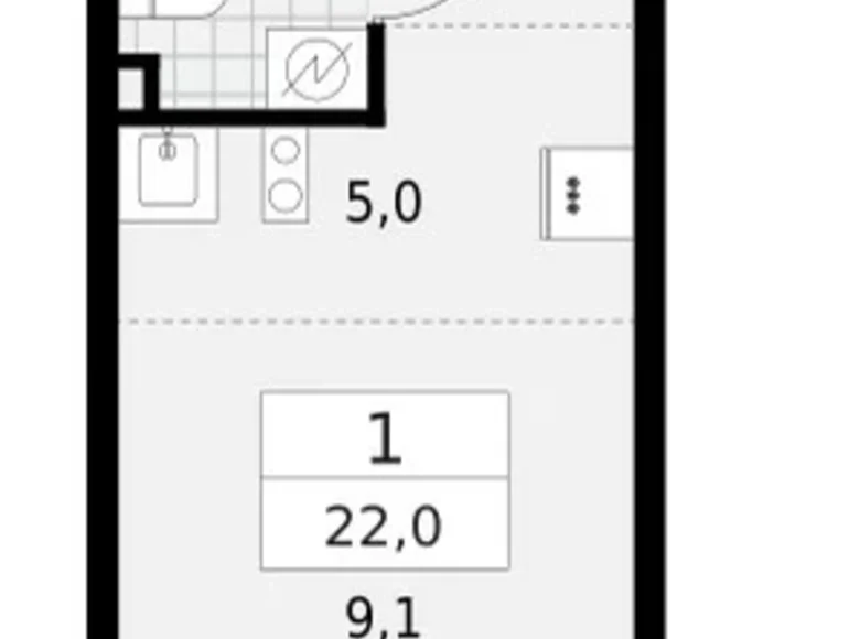 Mieszkanie 1 pokój 22 m² Krasnoye Selo, Rosja