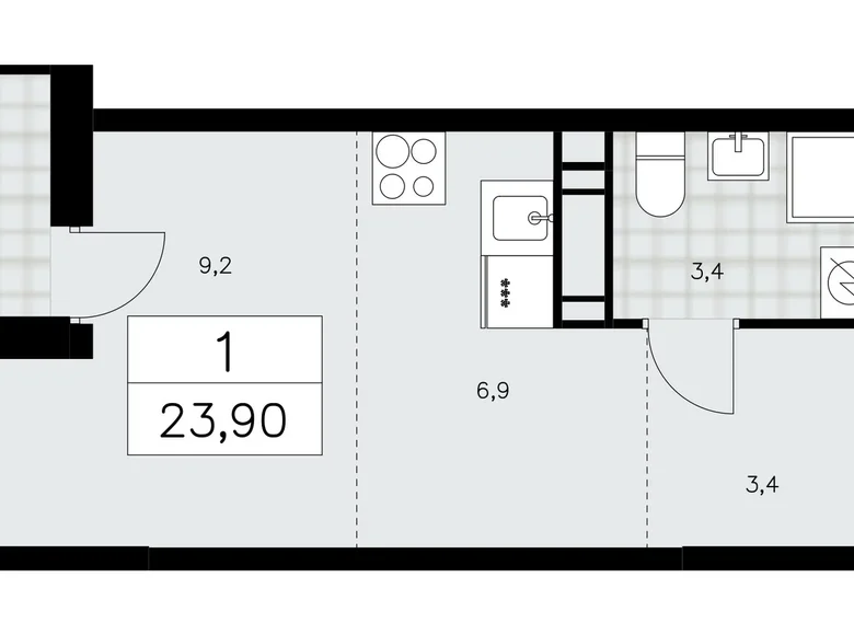 Apartamento 1 habitación 24 m² Moscú, Rusia