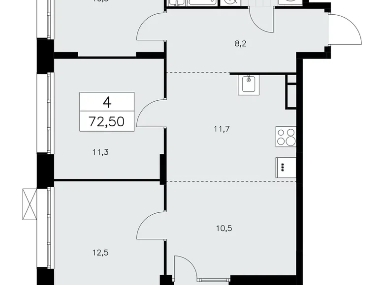 Apartamento 4 habitaciones 73 m² poselenie Sosenskoe, Rusia