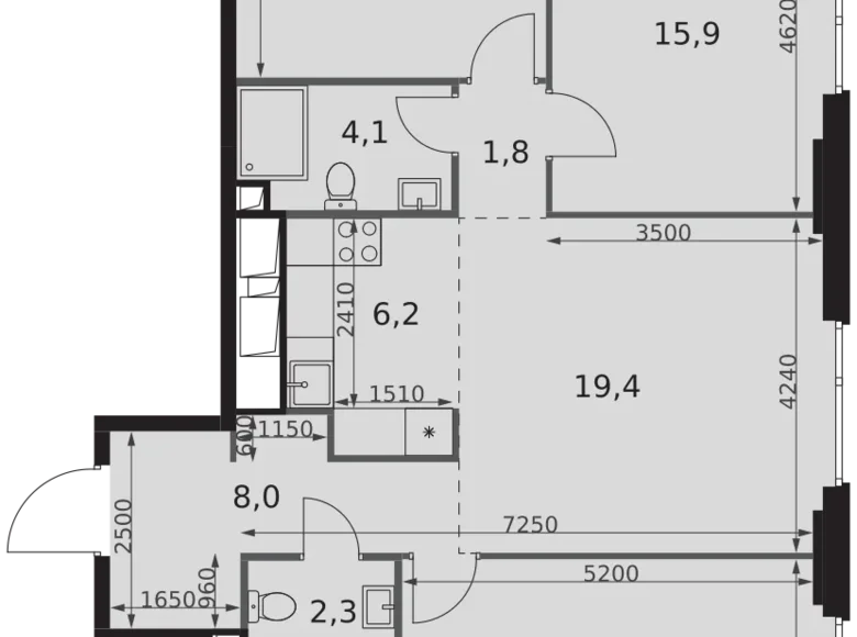 4 room apartment 91 m² Moscow, Russia