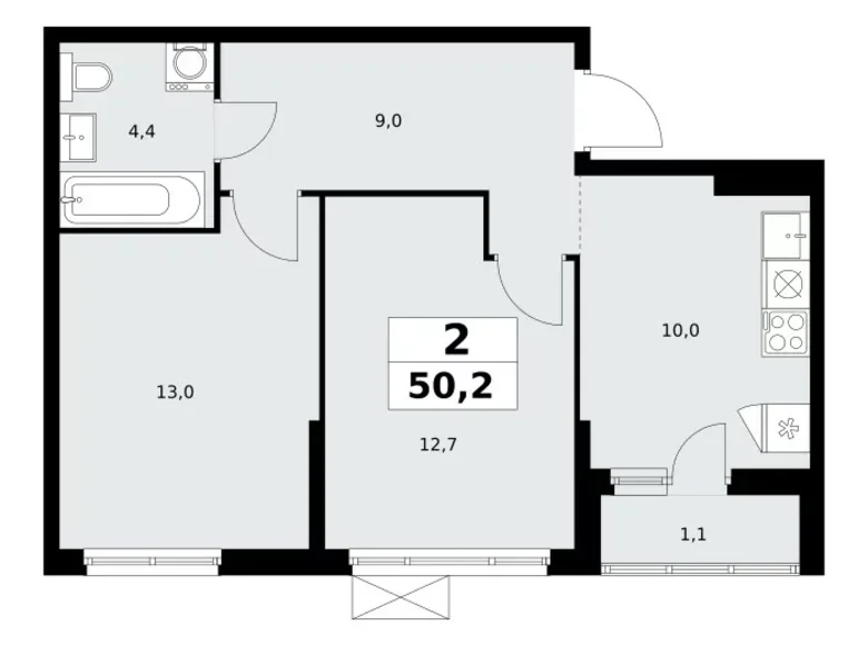 Apartamento 2 habitaciones 50 m² poselenie Sosenskoe, Rusia