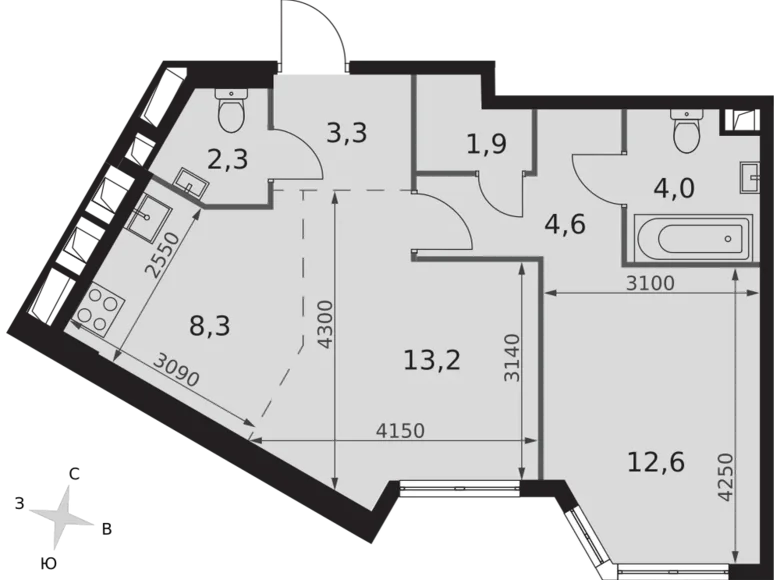 Mieszkanie 2 pokoi 50 m² Konkovo District, Rosja