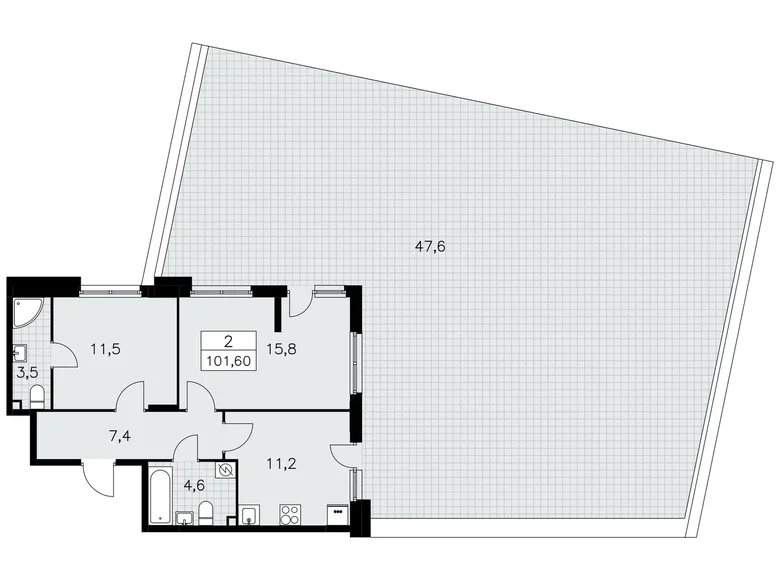 Квартира 2 комнаты 102 м² поселение Сосенское, Россия