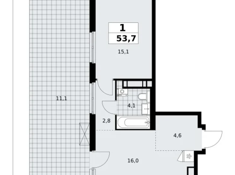 Mieszkanie 1 pokój 54 m² poselenie Sosenskoe, Rosja