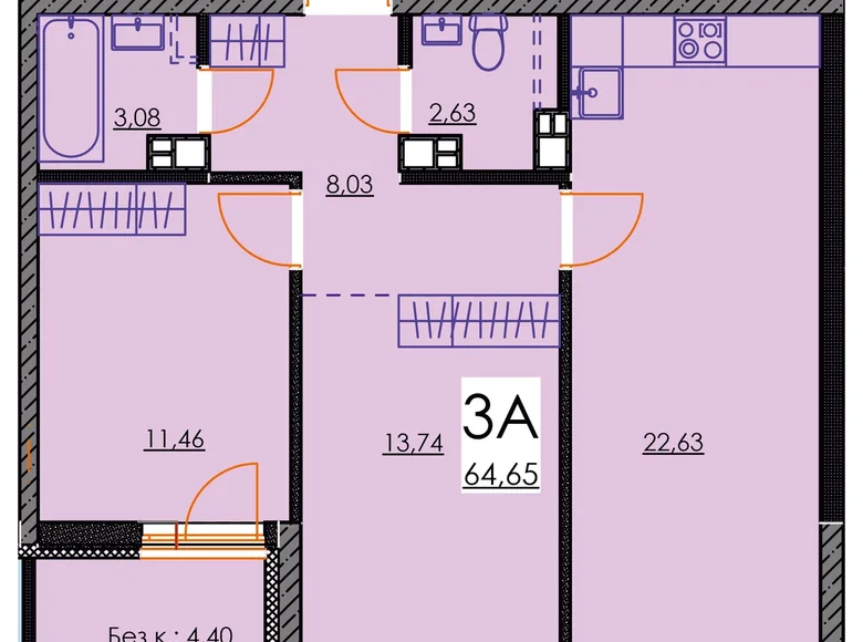 Mieszkanie 3 pokoi 65 m² Mińsk, Białoruś