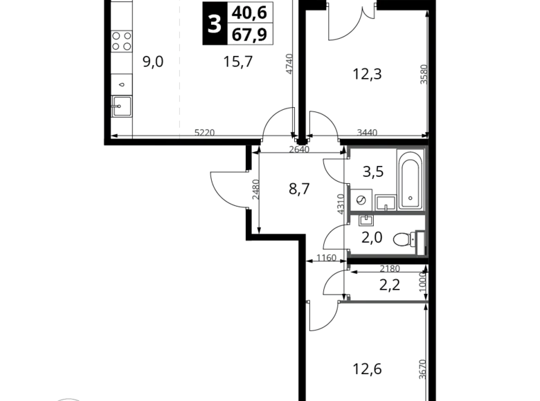 Apartamento 3 habitaciones 68 m² Jimki, Rusia