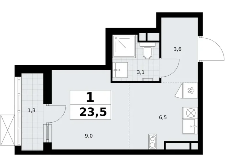 Apartamento 1 habitación 24 m² Postnikovo, Rusia